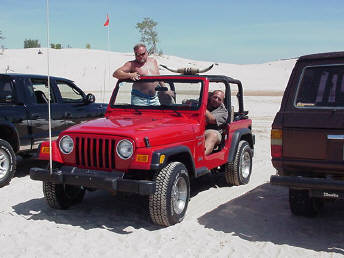 My friends, John and Josh Little.  Lined up at the beach in John's 2001 Wrangler