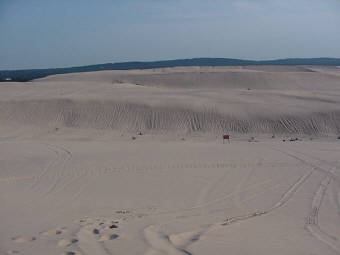 The view south of Test Hill.  You gotta clear all those dunes to make it out of the park.